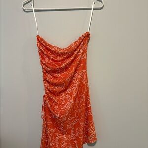 SHEIN Orange Floral Mini Dress